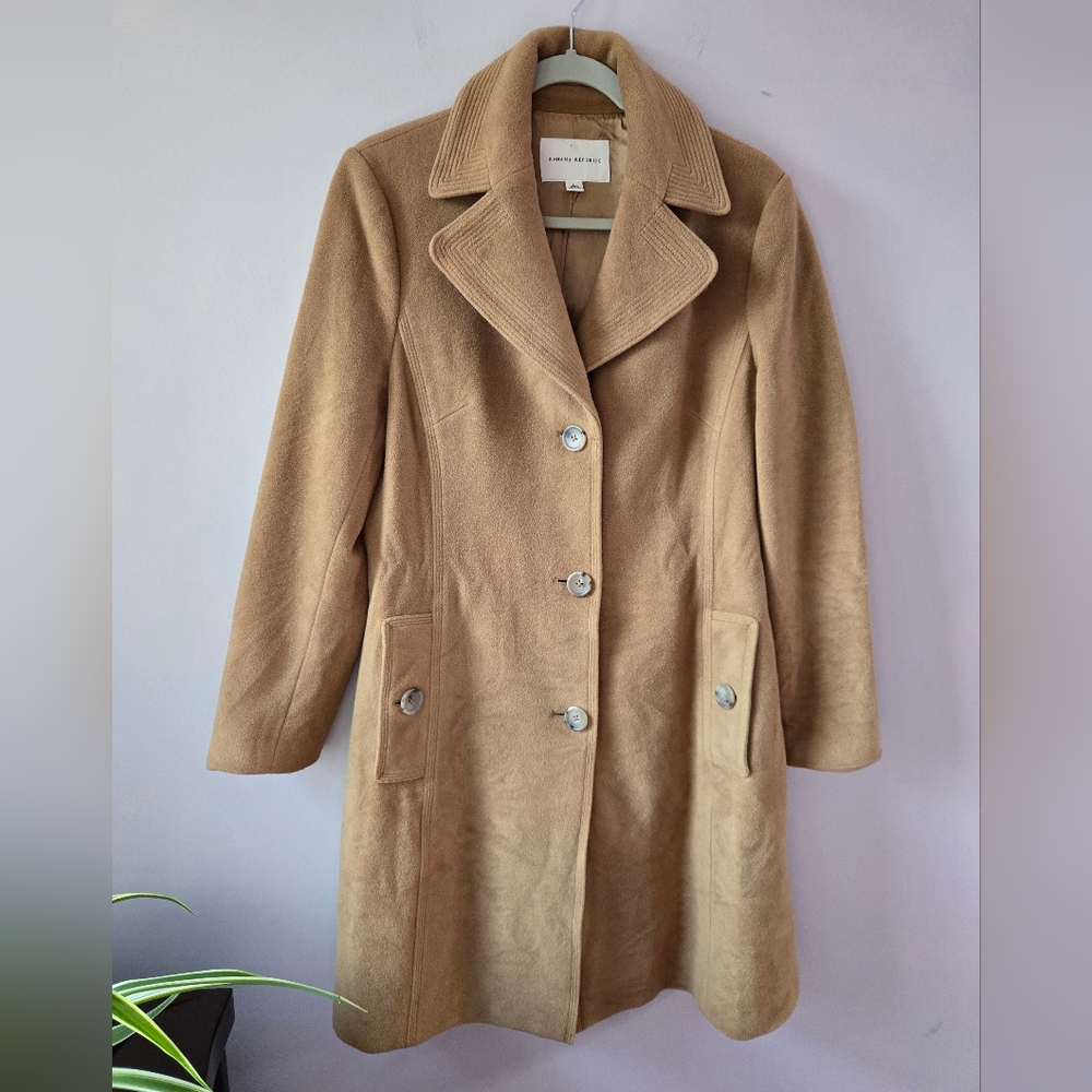 Banana Republic Camel Wool Blend Tailored Long Coat - Size Large - Picture 3 of 11